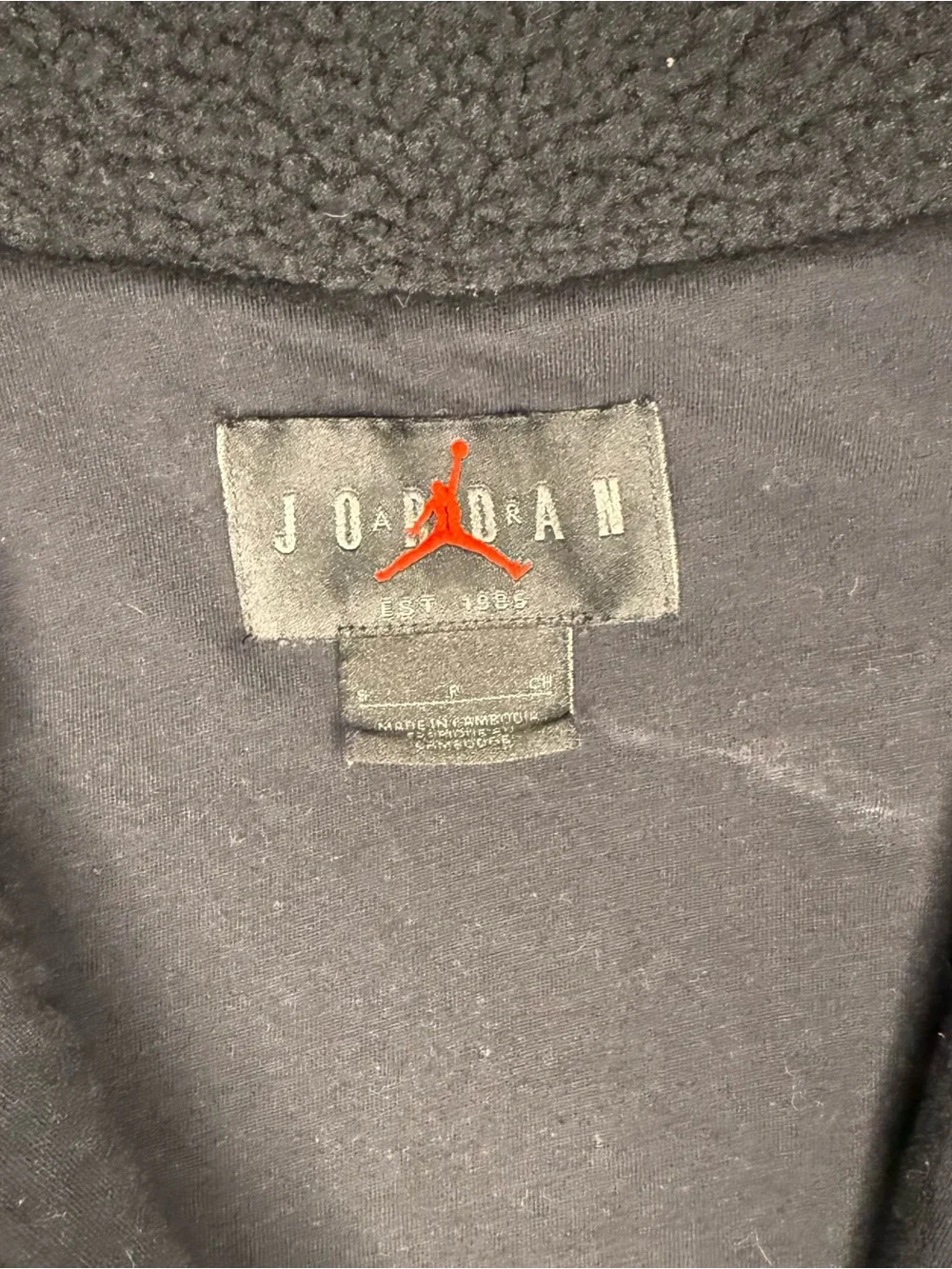 Jordan Black Sherpa Zip-Up Jacket with White Trim